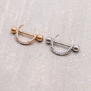Rhinestone Half-Moon Body Piercing Shield