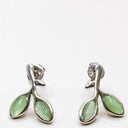 Opal Leaf Drop Earrings – Minimalist Nature-Inspired Studs for Women.