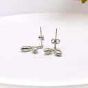 Opal Leaf Drop Earrings – Minimalist Nature-Inspired Studs for Women.