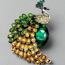 Peacock Brooch – Emerald CZ & Pearl Statement Pin for Coats & Scarves.