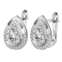 Drop Stud Earrings – Rhodium-Plated Bridal Silver CZ Earrings.