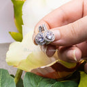 Rhodium-Plated CZ Halo Drop Stud Earrings – Bridal & Bridesmaid Jewellery.