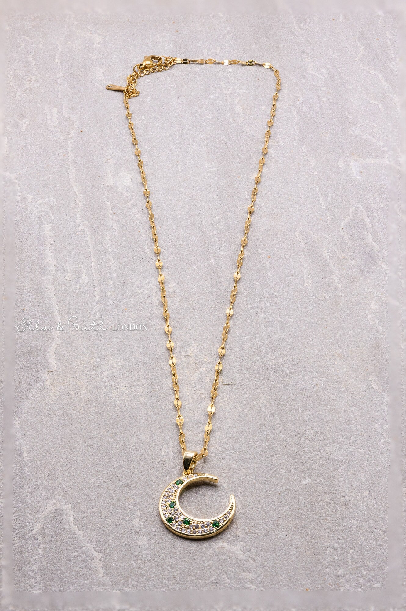 Gold Chain Necklace | Half Moon Pendant | Ella & Faith London