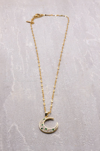 Gold Chain Necklace | Half Moon Pendant | Ella & Faith London