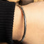model wearing stackable Boho Silver Cuff Bracelet for Women