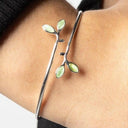 Leaf Opal Bangle – Adjustable Nature-Inspired Bracelet