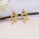Gold Snake Earrings – 18K Gold Over Stainless Steel, Hypoallergenic.