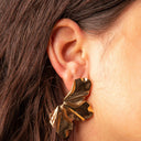 Matte Black & Distressed Gold Statement Earrings