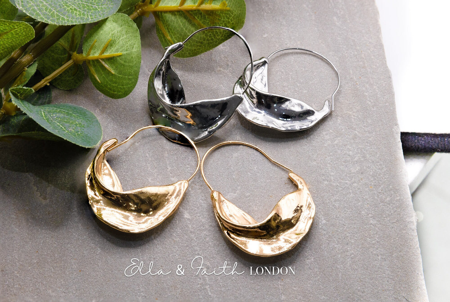 Chunky Gold Hoops | Sleeper Hoop Earrings | Ella & Faith London