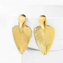 Long Textured Dangly Earrings – 14K Gold Plated, Oversized Statement.