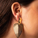 Long Textured Dangly Earrings – 14K Gold Plated, Oversized Statement.