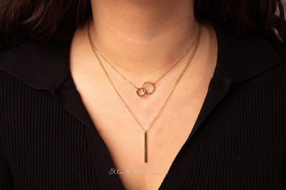 Gold Layered Necklace | Circle Bar Pendant | Ella & Faith London