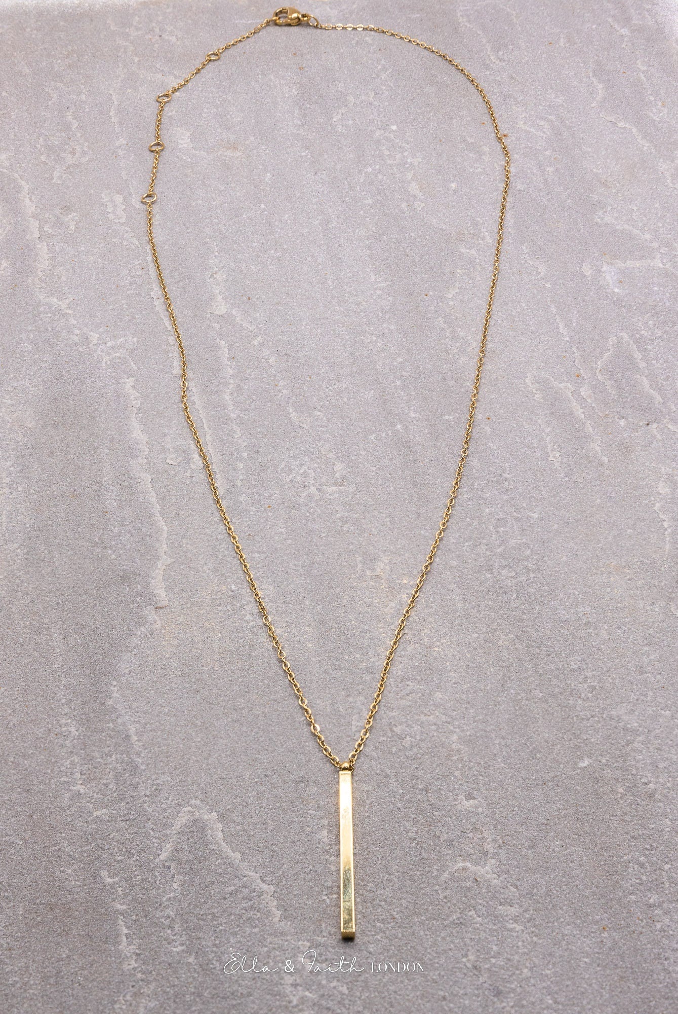 Gold Layered Necklace | Circle Bar Pendant | Ella & Faith London