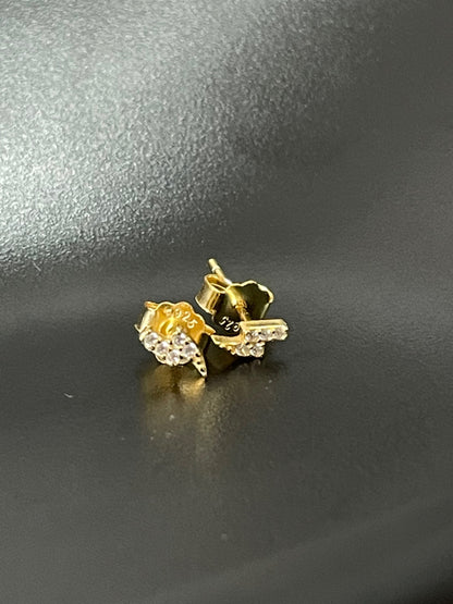 Tiny 3mm gold CZ stud earrings – minimalist hypoallergenic piercing jewellery by Ella and Faith London