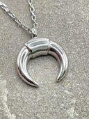 Close up of Rhodium option -Gold & Rhodium Moon Necklace – 14K Gold Over Sterling Silver.