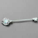 Industrial Ear Scaffold Barbell – Opal Heart Key Design.