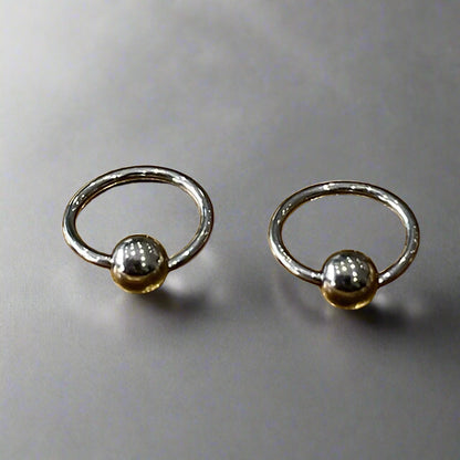Silver Ball Hoop Earrings | Ball Closure Earring | Ella & Faith London