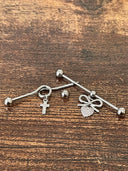 Industrial Ear Scaffold Barbell – 316L Steel, CZ Stones