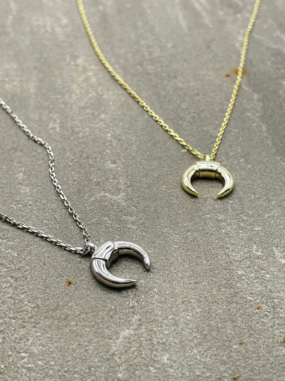 Silver Moon Necklace | Horn Necklace | Ella & Faith London