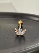 Gold Tragus Earring - Dainty Lotus Piercing Stud 16G