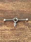 Industrial Ear Scaffold Barbell – 316L Steel, CZ Stones
