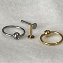 Flatback Barbell Cartilage Earring – 16G Internally Threaded Hoop.