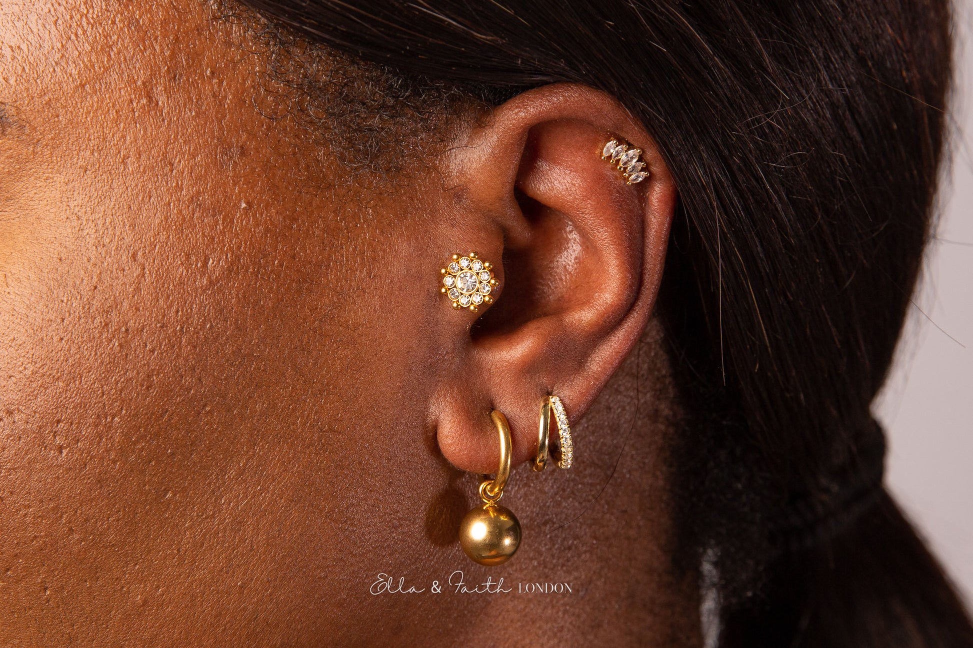 Screw Back Earrings | Helix Piercing Gems | Ella & Faith London